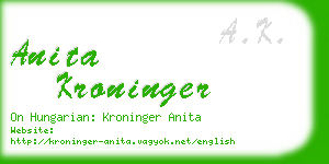 anita kroninger business card